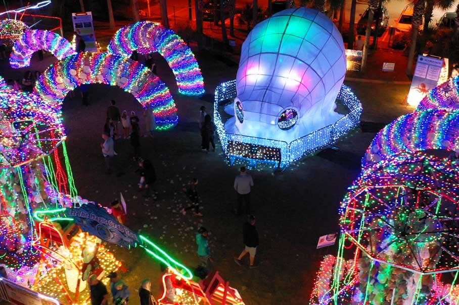 Octopus Garden lit up. 