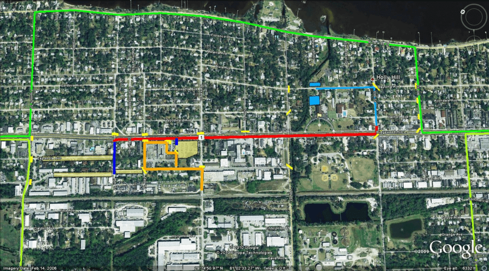 Parade route for holly hill